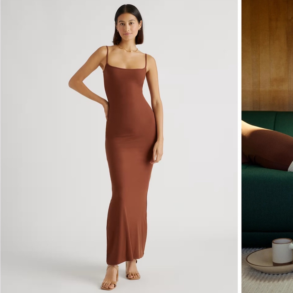 Quince Tencel Rib Knit Maxi Slip Dress